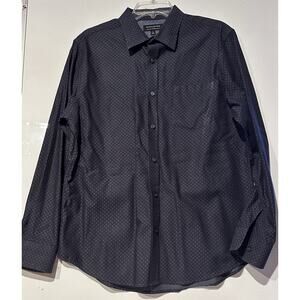 Banana Republic Dress Shirt Men L Cotton Button Down Long Sleeve Navy Geometric